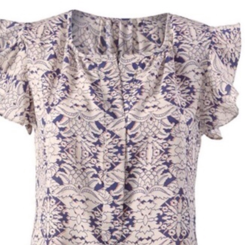 Cabi Flutter Sleeve Print Blouse Top Style #3074 - image 8